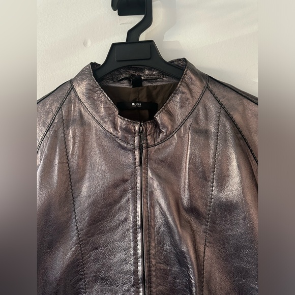 Boss Hugo Boss Silver Metallic Lamb Leather Jacket - Picture 4 of 12
